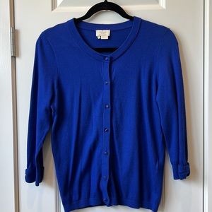 Kate Spade cobalt blue cardigan sweater, size M.